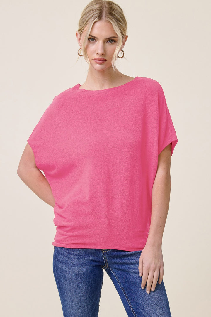 Jolie Boat Neck Dolman Tee (Candy Kiss)