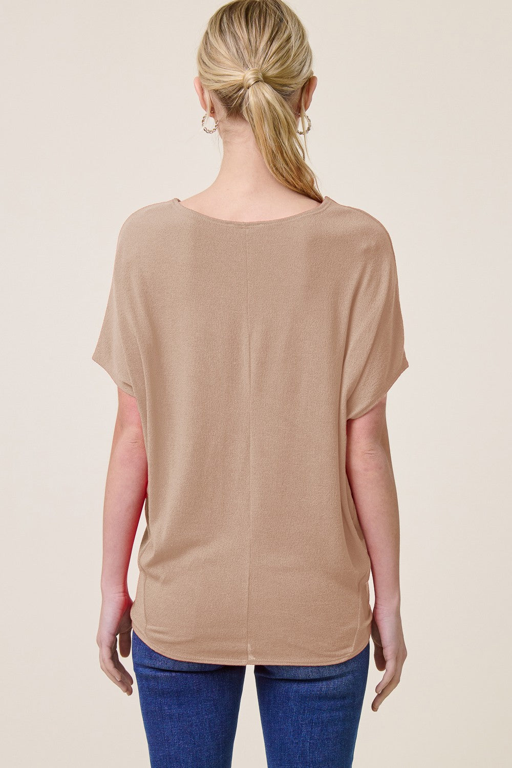 Jolie Boat Neck Dolman Tee (Desert Sand)