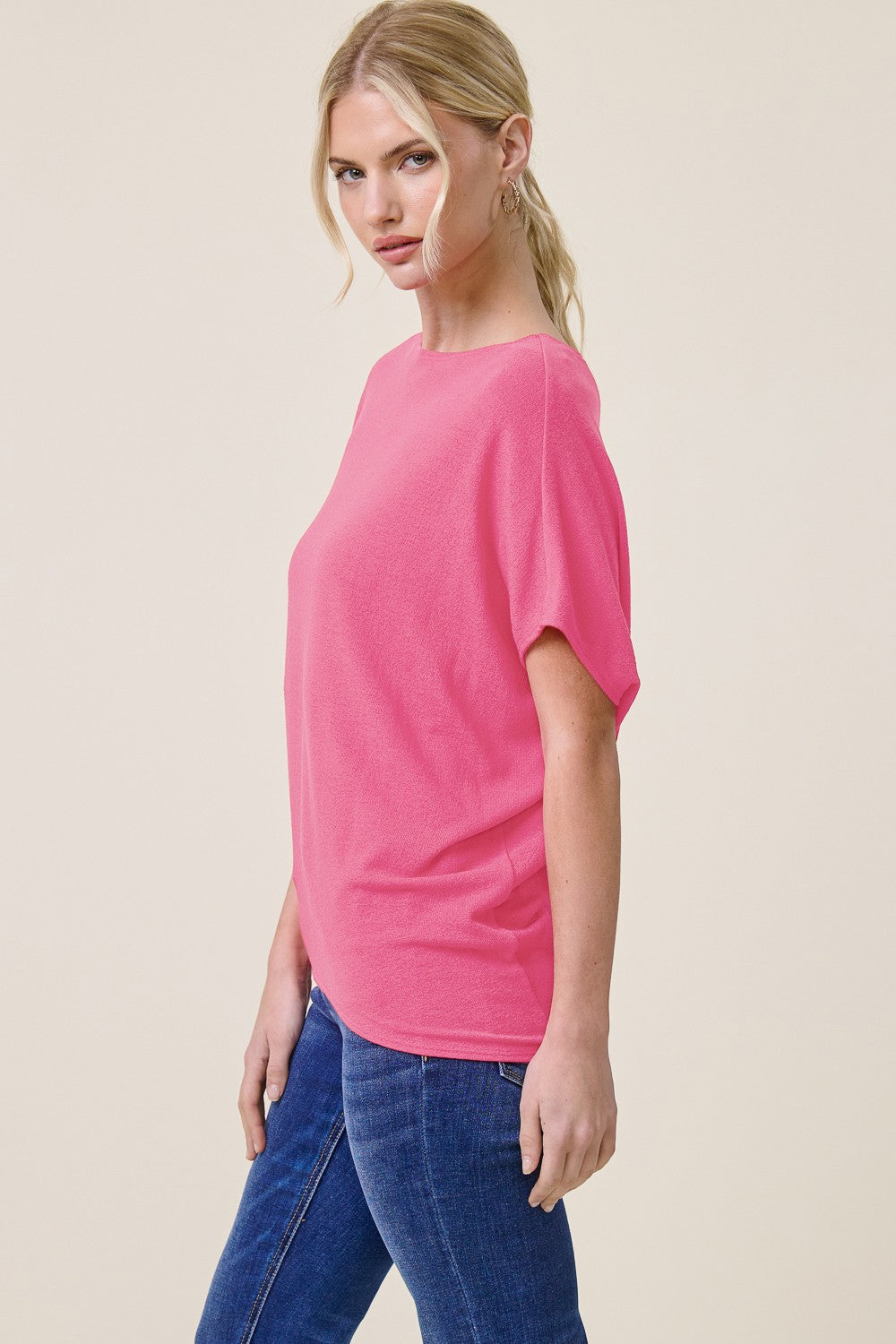 Jolie Boat Neck Dolman Tee (Candy Kiss)