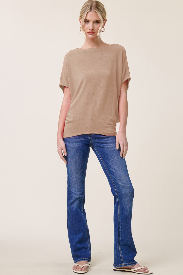 Jolie Boat Neck Dolman Tee (Desert Sand)