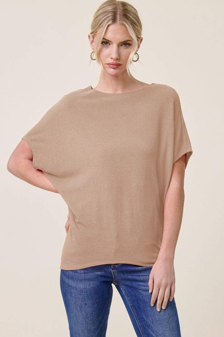 Jolie Boat Neck Dolman Tee (Desert Sand)