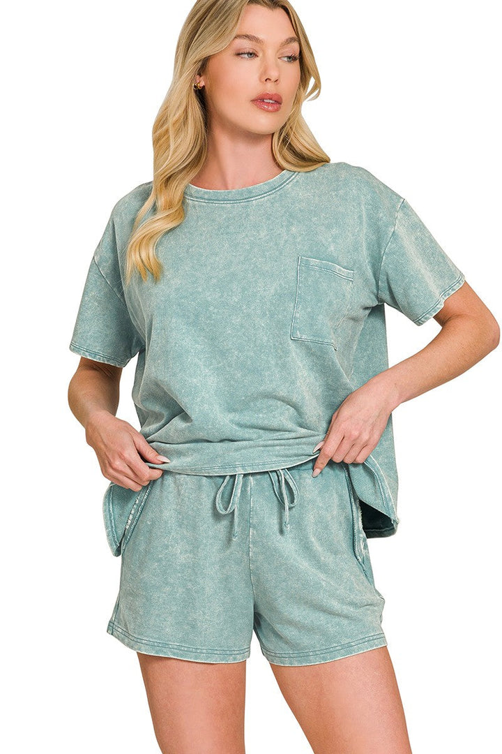 Zen French Terry Lounge Shorts Set (Ash Blue)