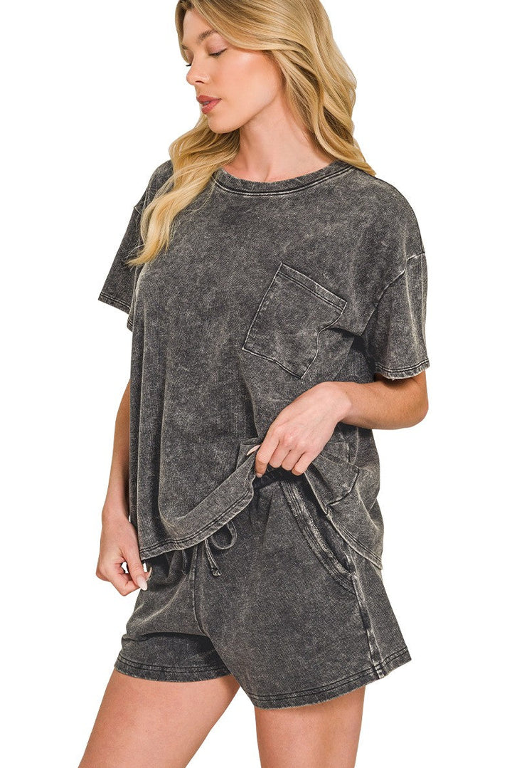 Zen French Terry Lounge Shorts Set (Ash Black)