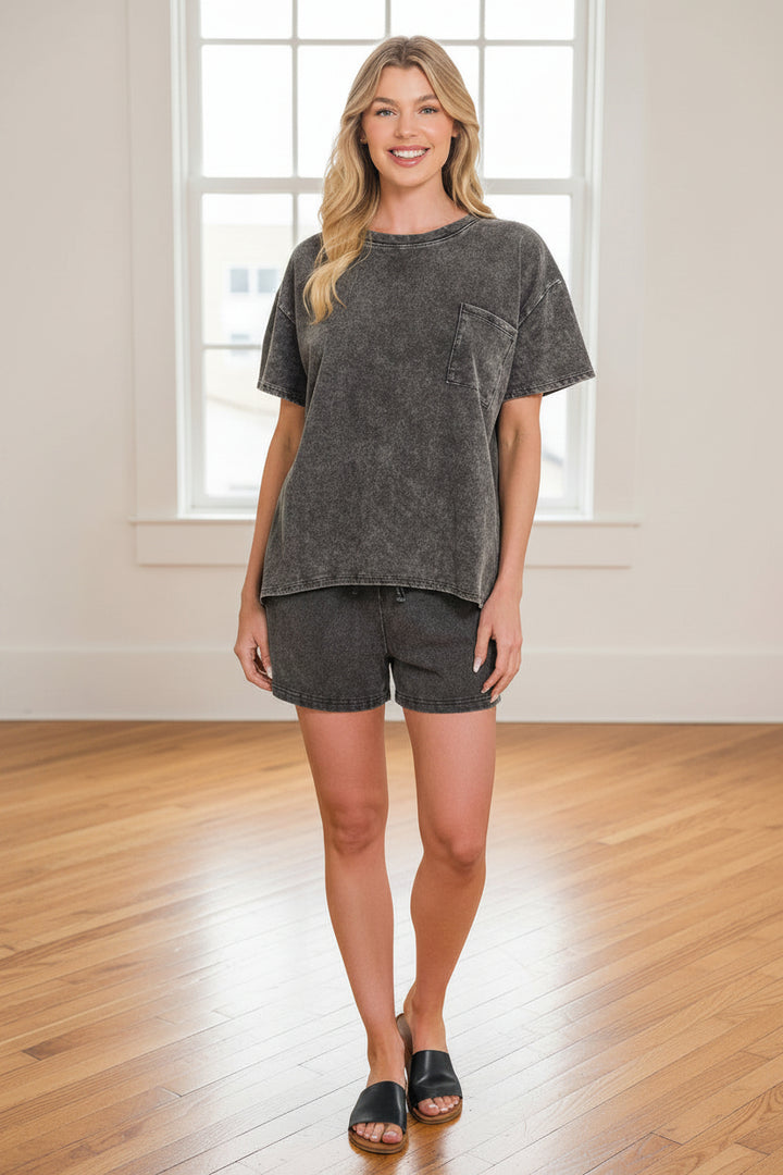 Zen French Terry Lounge Shorts Set (Ash Black)
