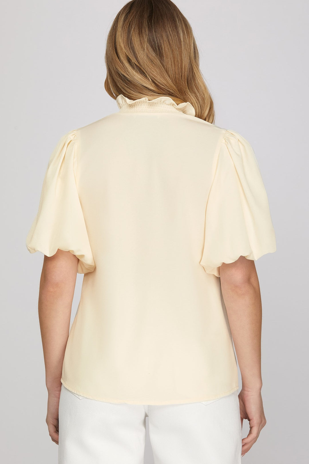 She + Sky Bubble Sleeve Top (Cream)