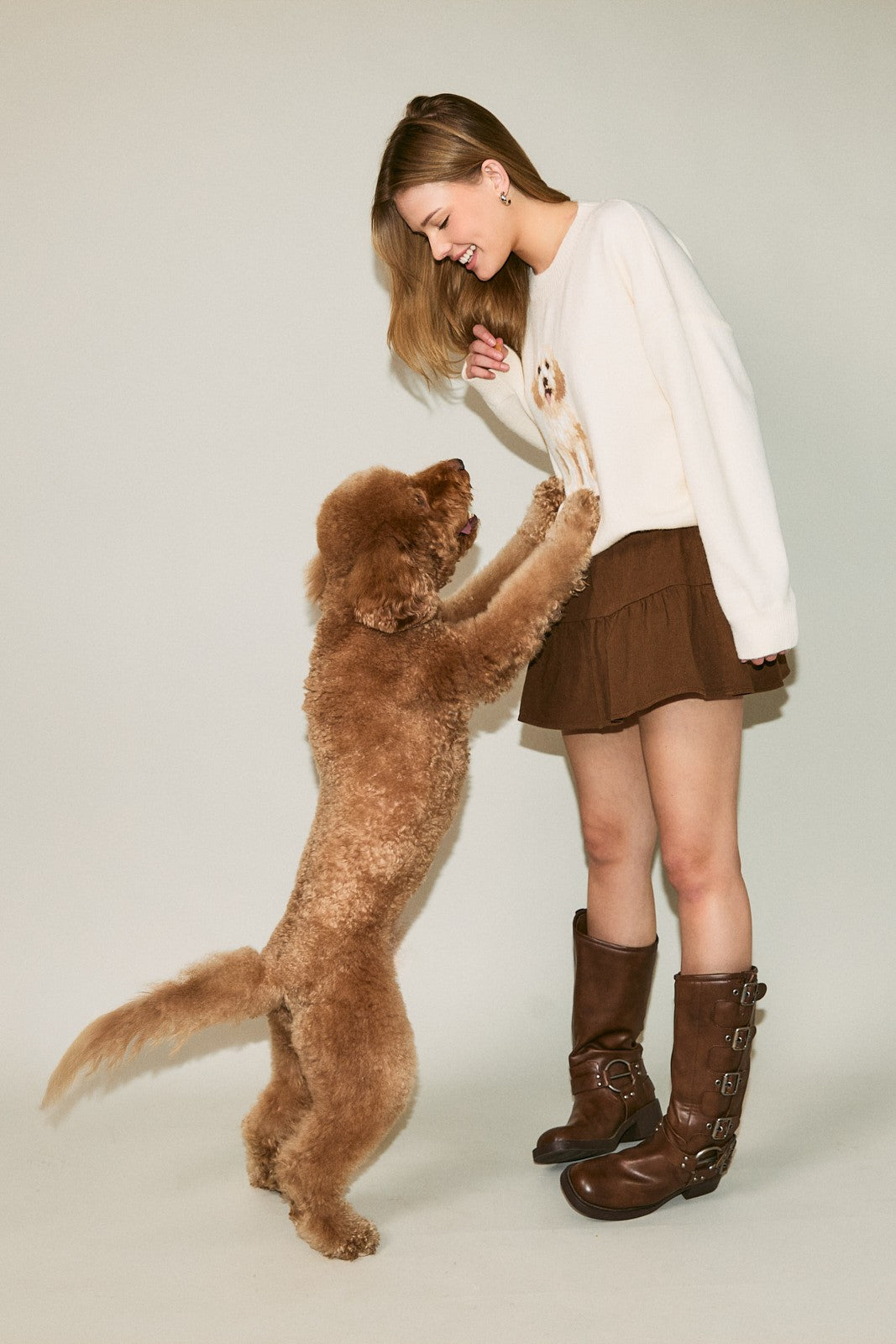 Le Lis Oversized Dog Print Sweater