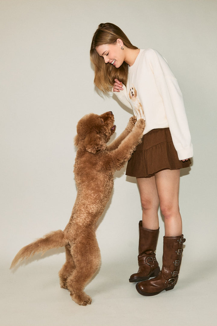 Le Lis Oversized Dog Print Sweater