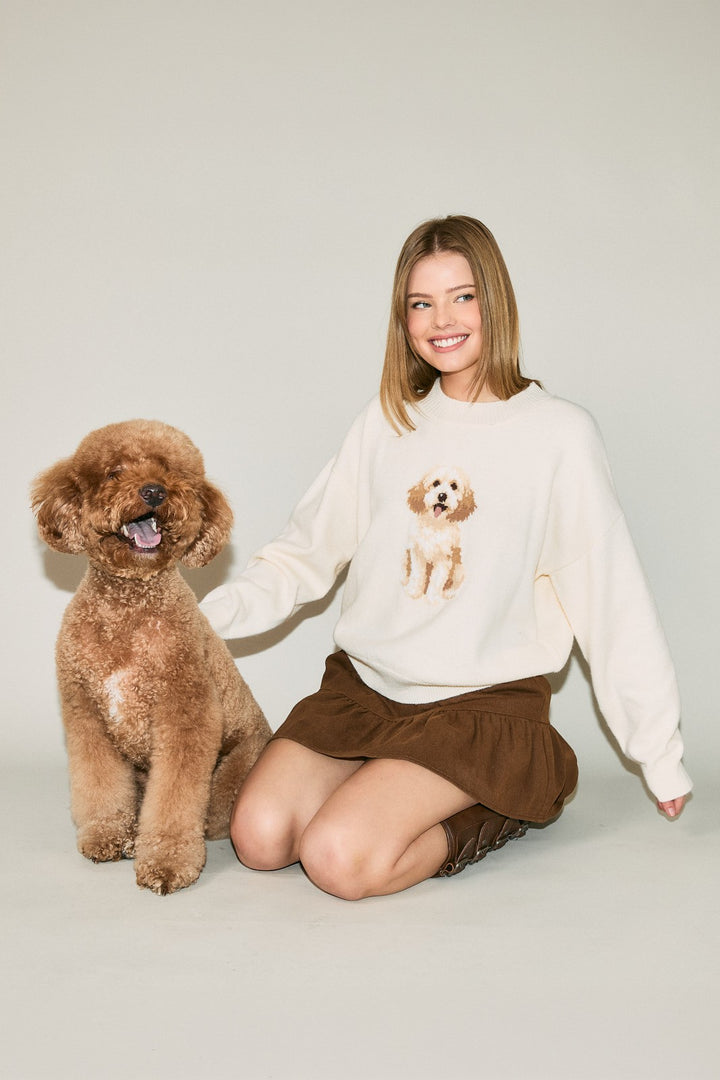 Le Lis Oversized Dog Print Sweater
