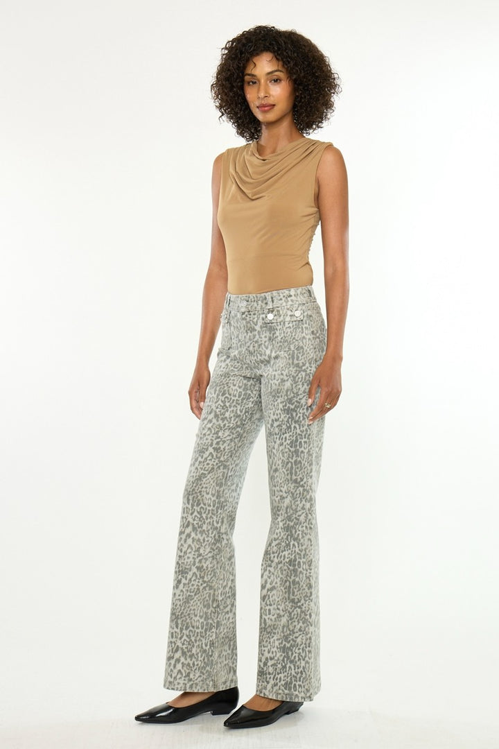 Kancan Leopard Flared Jean