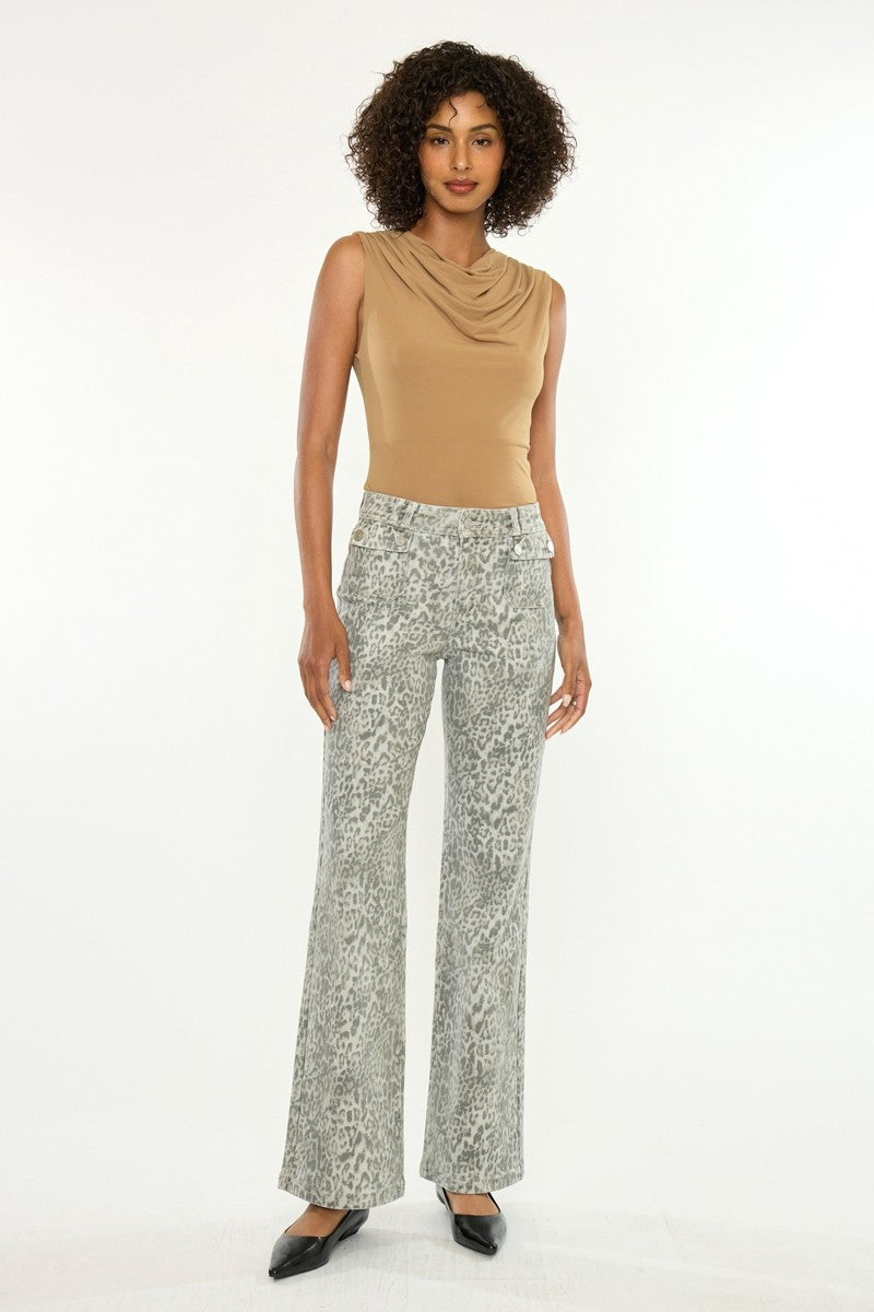 Kancan Leopard Flared Jean