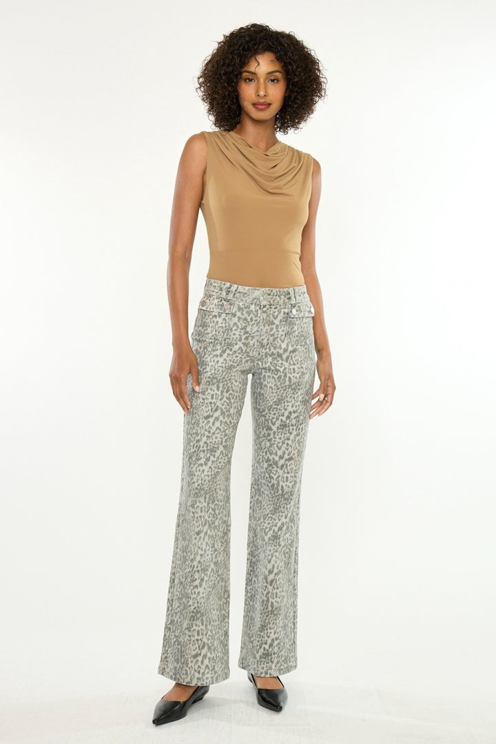 Kancan Leopard Flared Jean