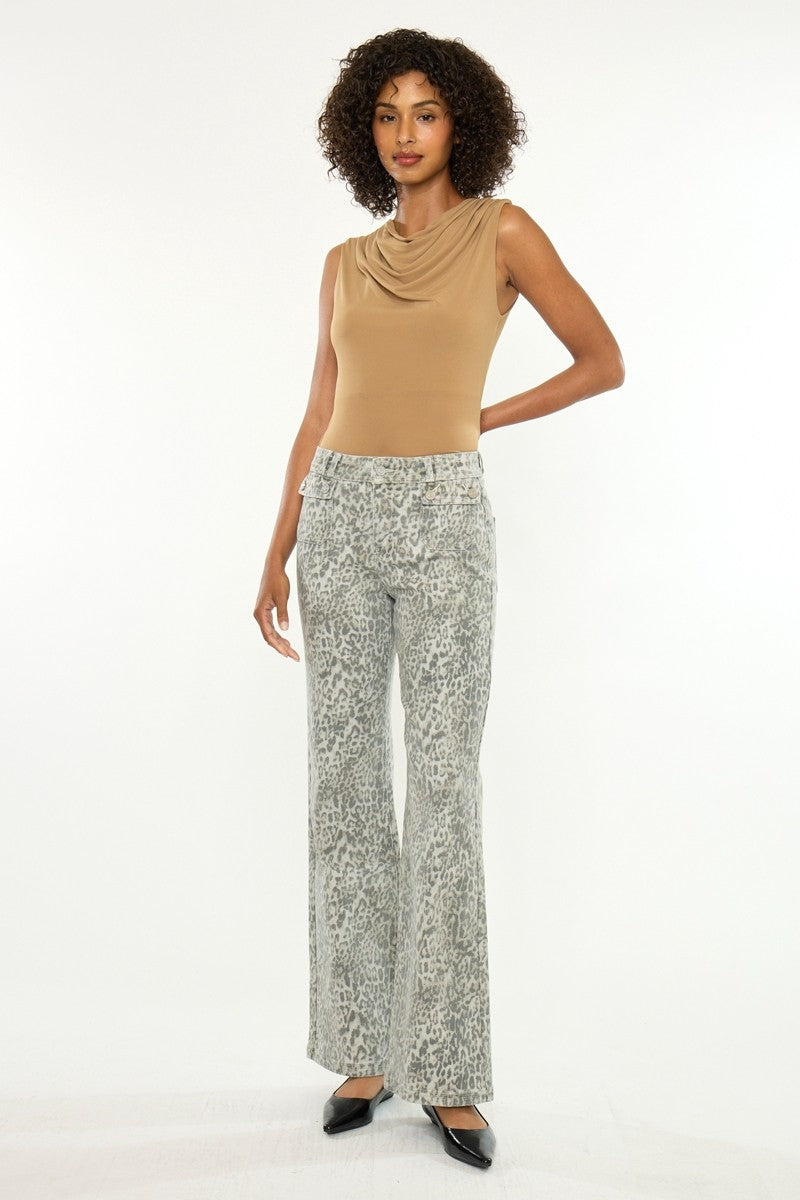 Kancan Leopard Flared Jean