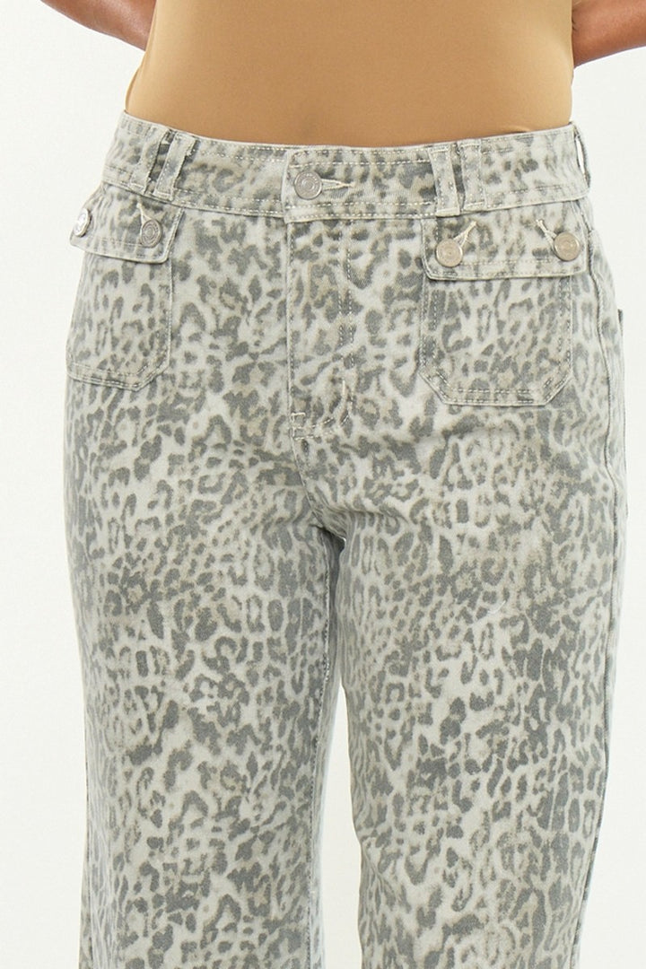 Kancan Leopard Flared Jean