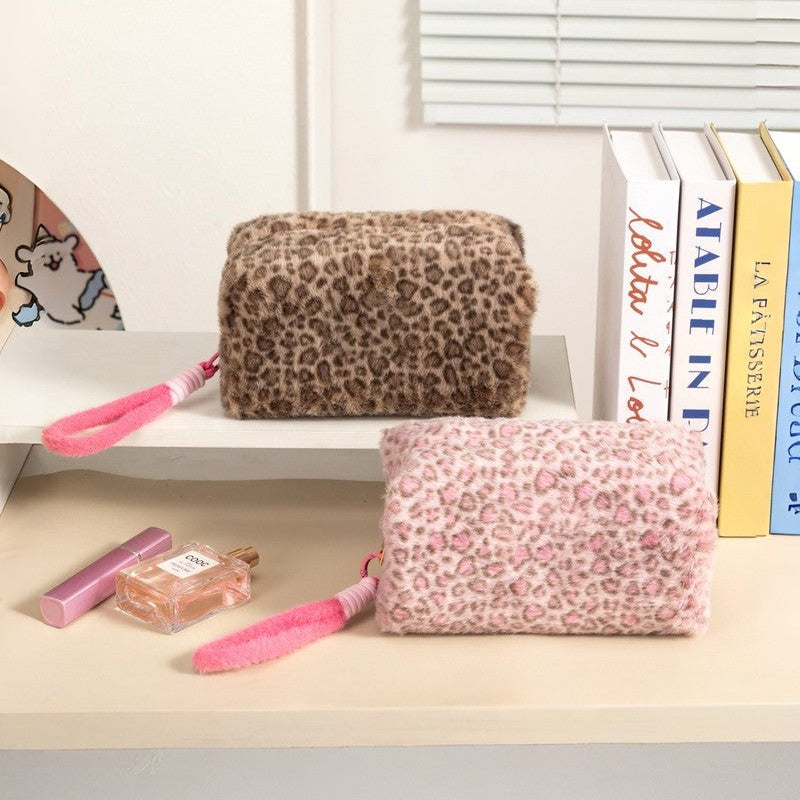 Plush Leopard Cosmetic Pouch (3 colours)