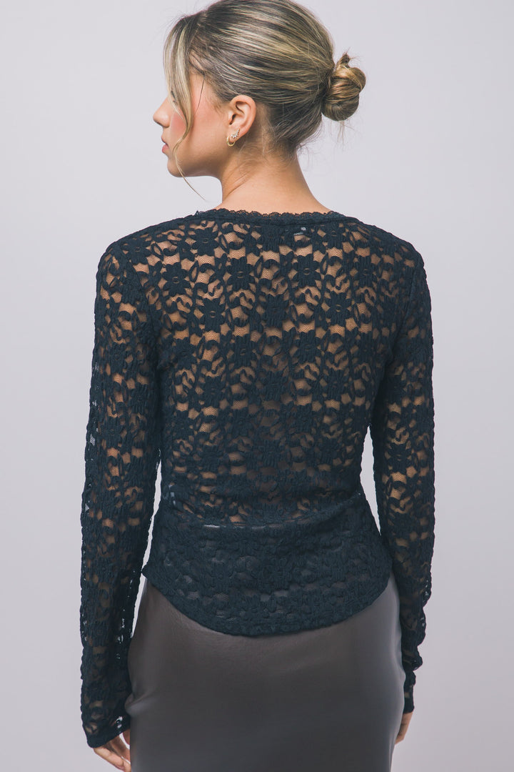 Love Tree Floral Lace Top (Black)