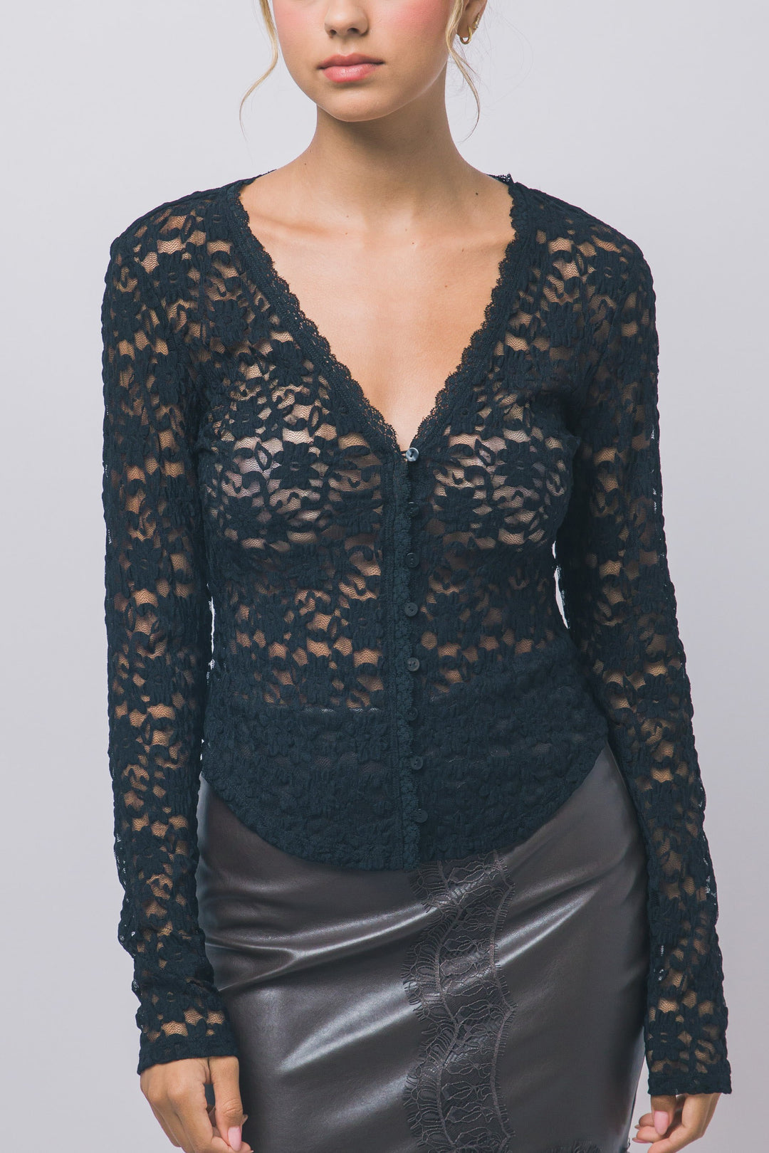Love Tree Floral Lace Top (Black)