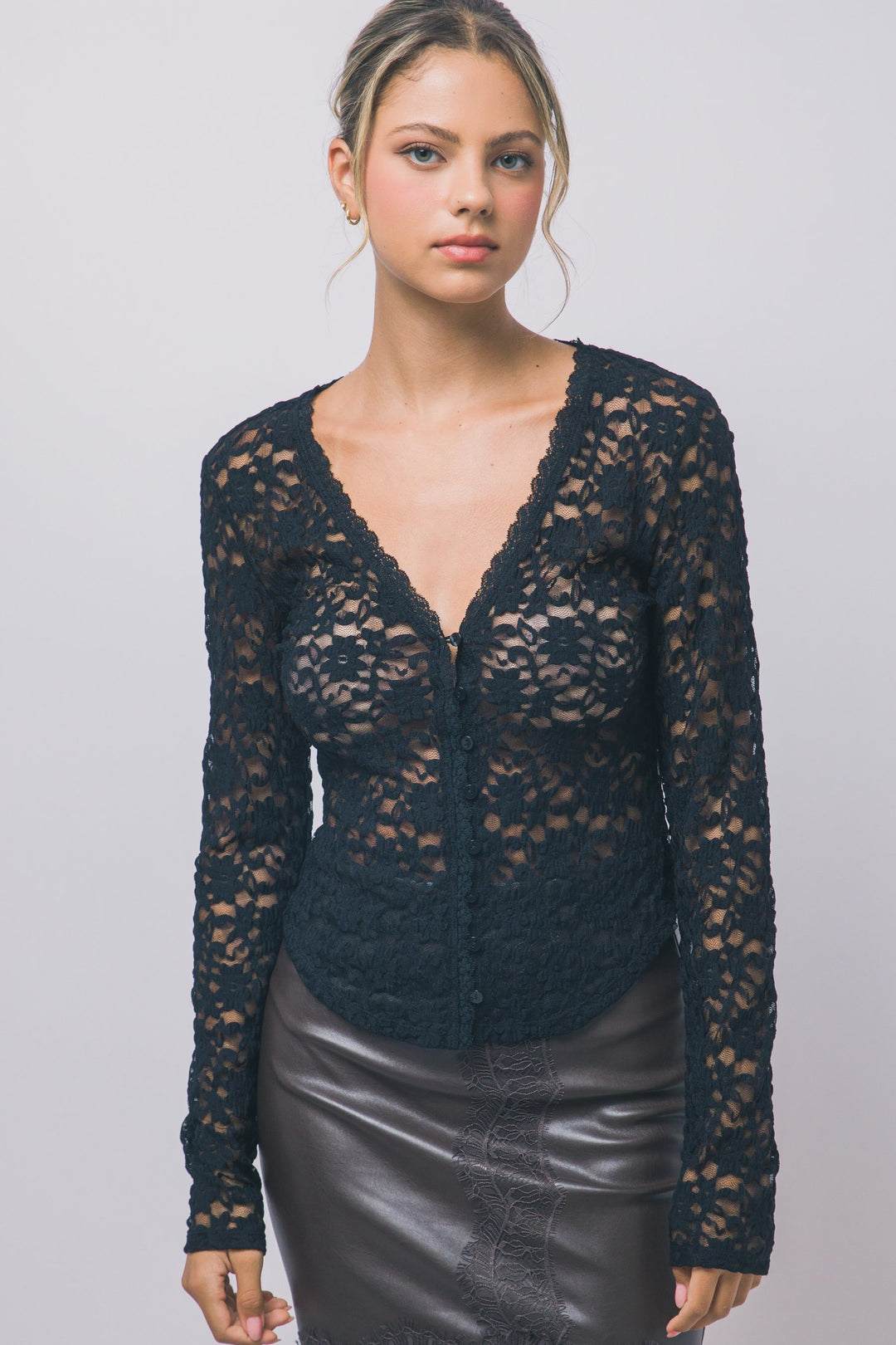 Love Tree Floral Lace Top (Black)