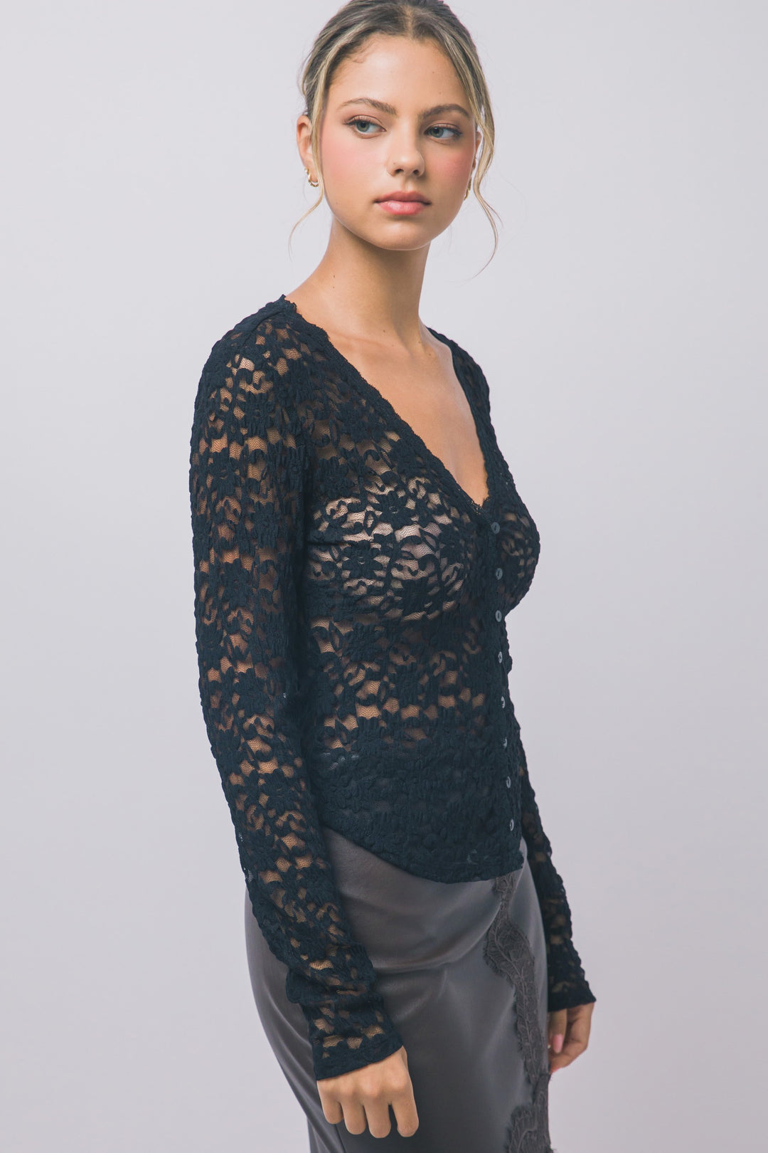 Love Tree Floral Lace Top (Black)