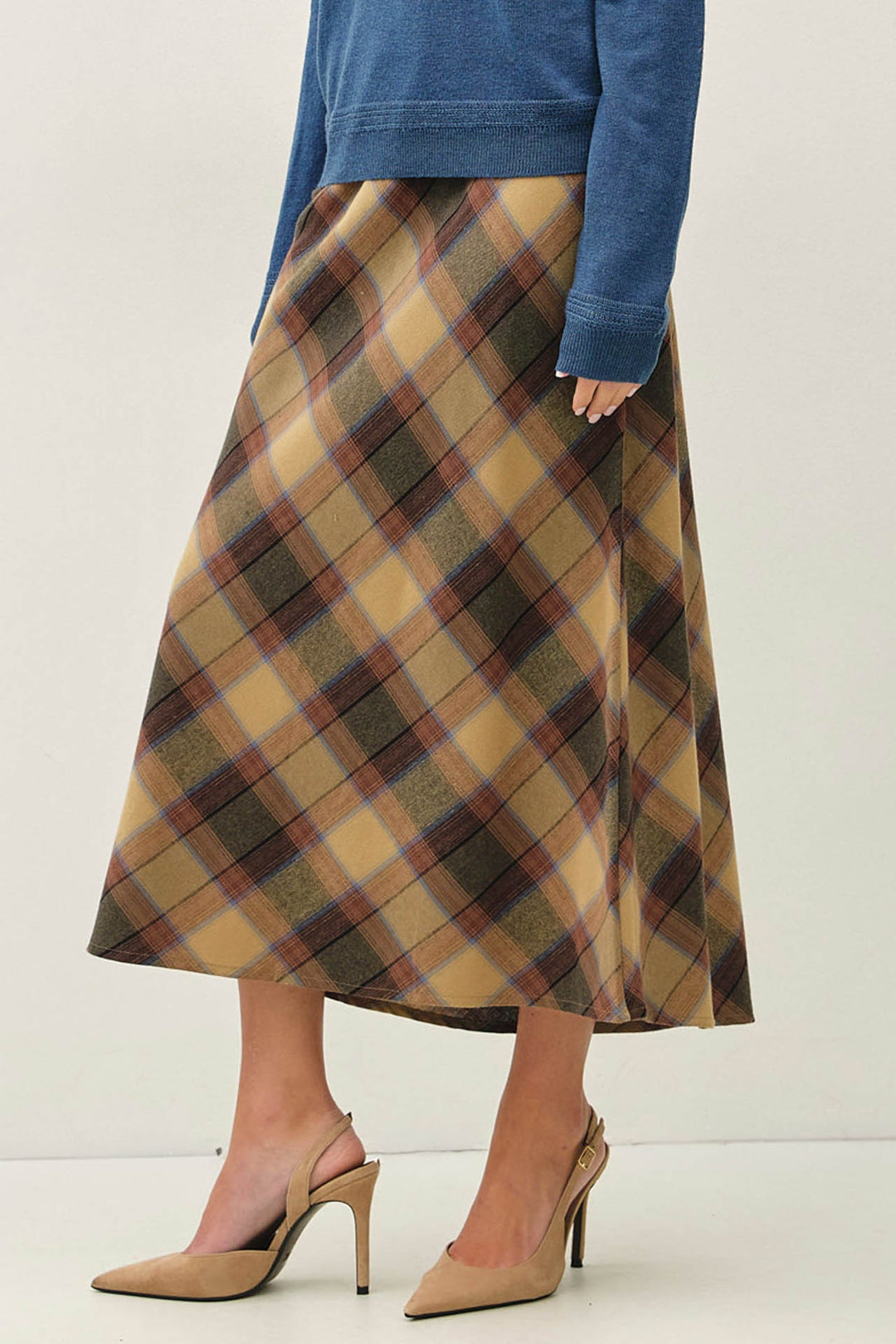 Be Cool Daphne Plaid Midi Skirt