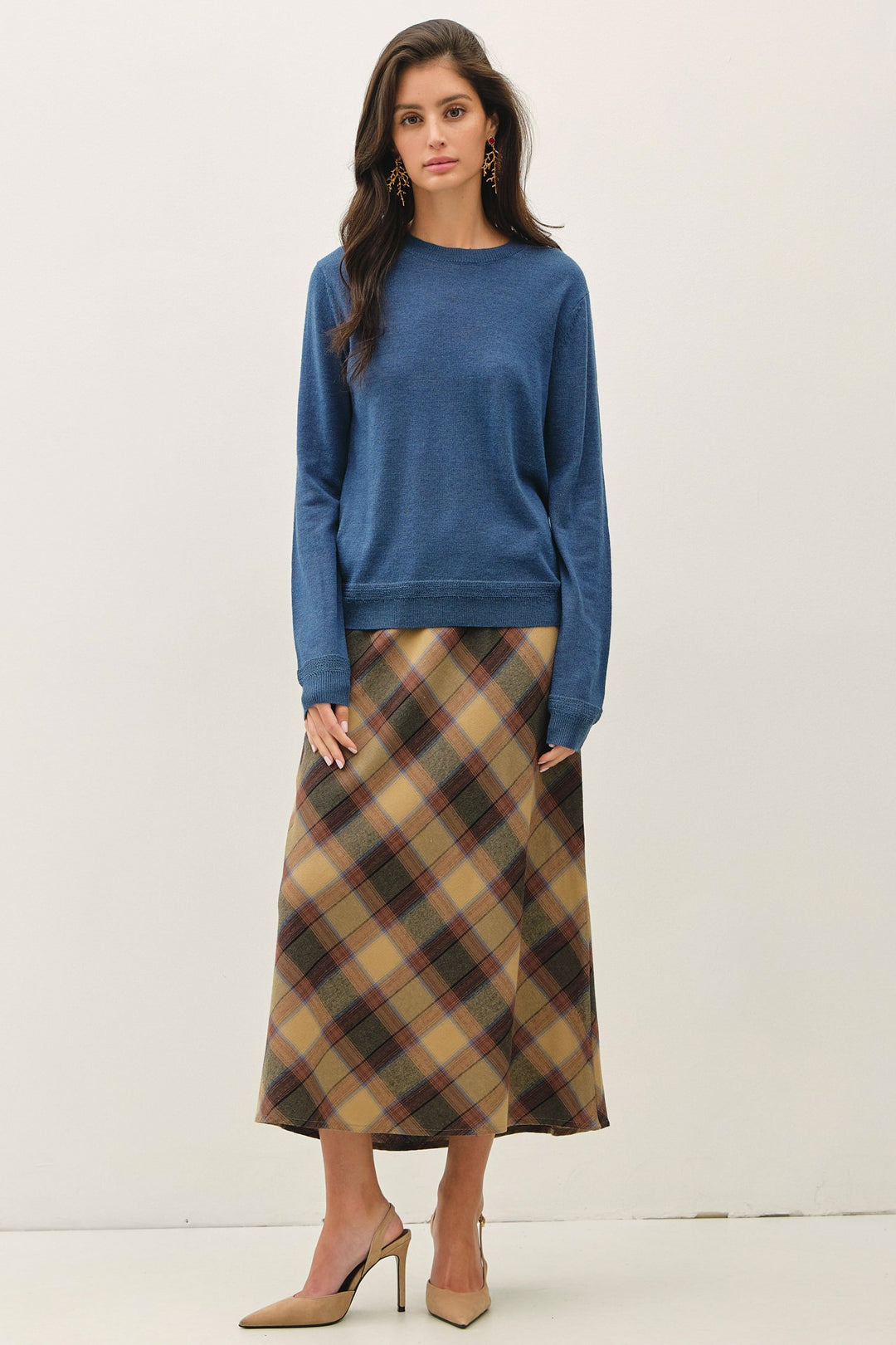 Be Cool Daphne Plaid Midi Skirt