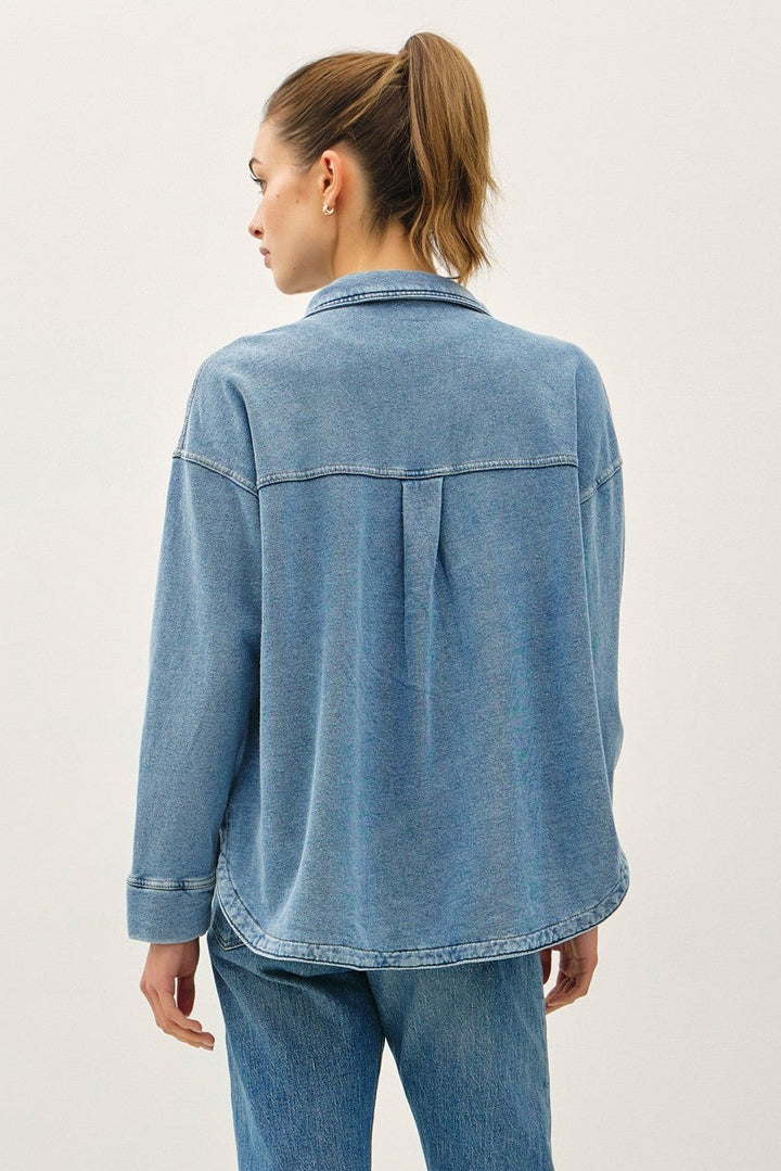 Be Cool Cotton Knit Shacket (Denim)