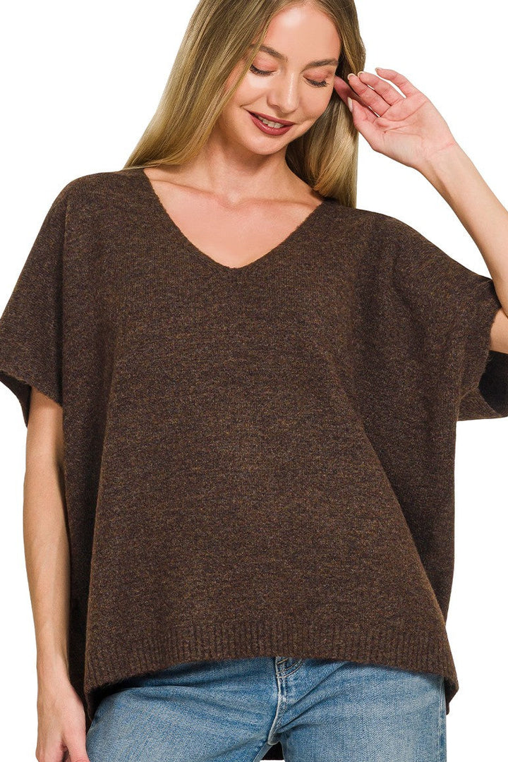 Zen Brushed Sweater Tee (Dark Brown)