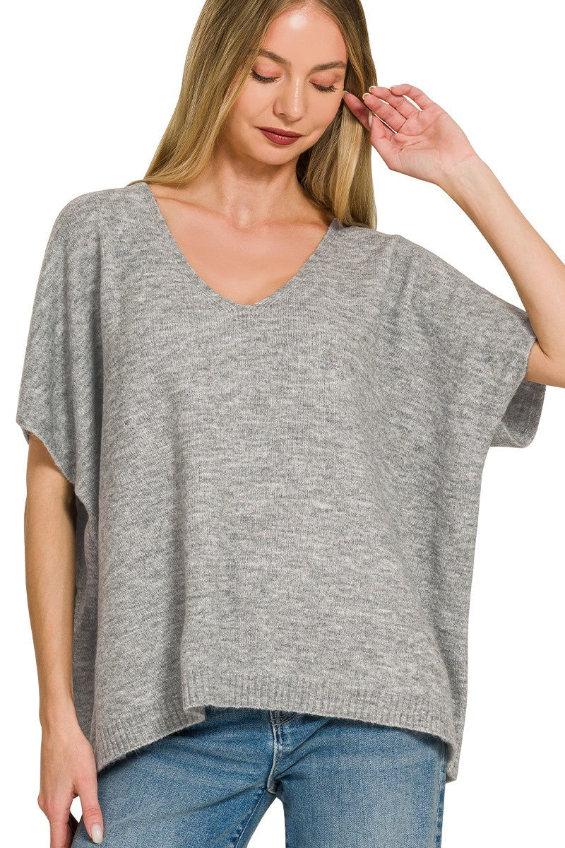 Zen Brushed Sweater Tee (Heather Grey)
