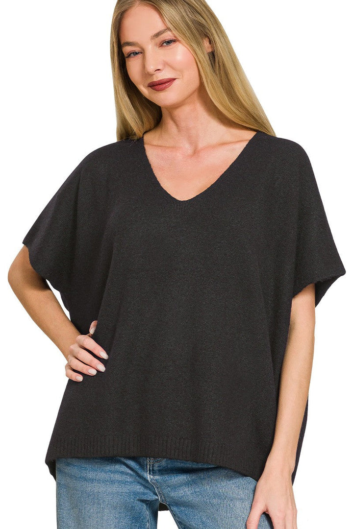 Zen Brushed Sweater Tee (Black)