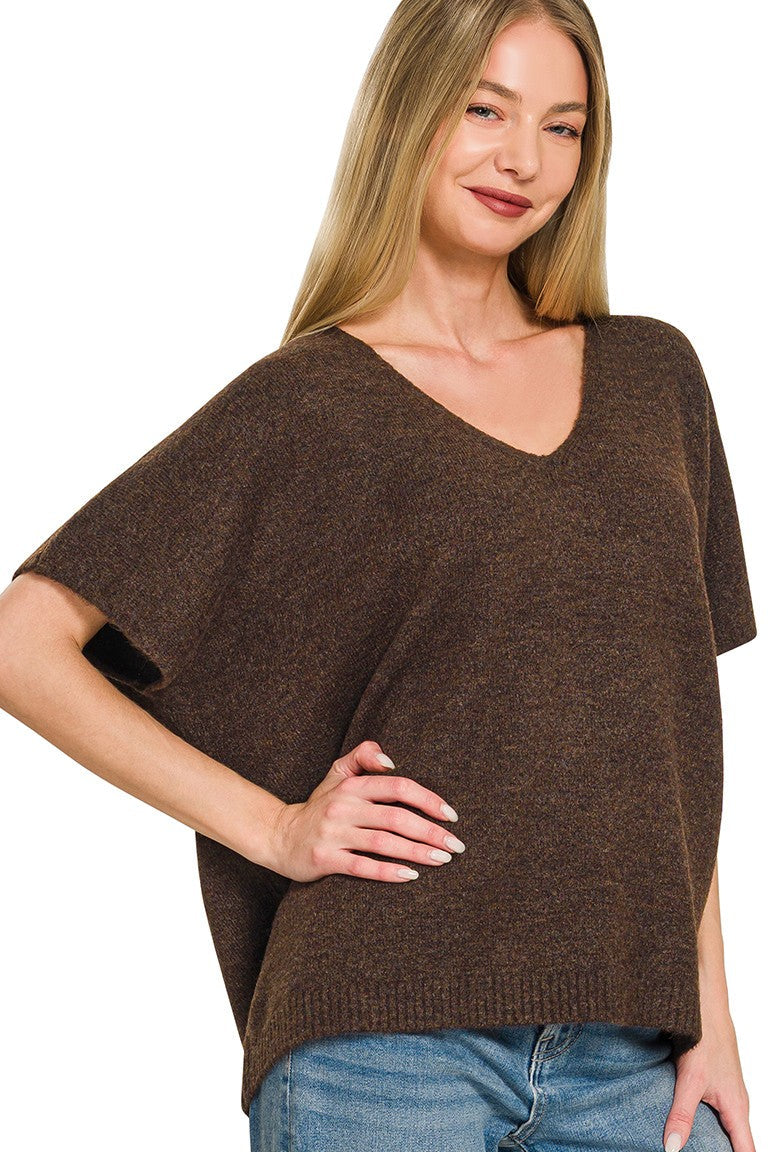 Zen Brushed Sweater Tee (Dark Brown)