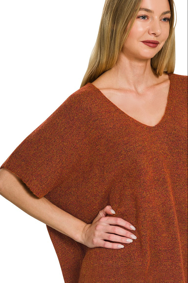 Zen Brushed Sweater Tee (Heather Rust)