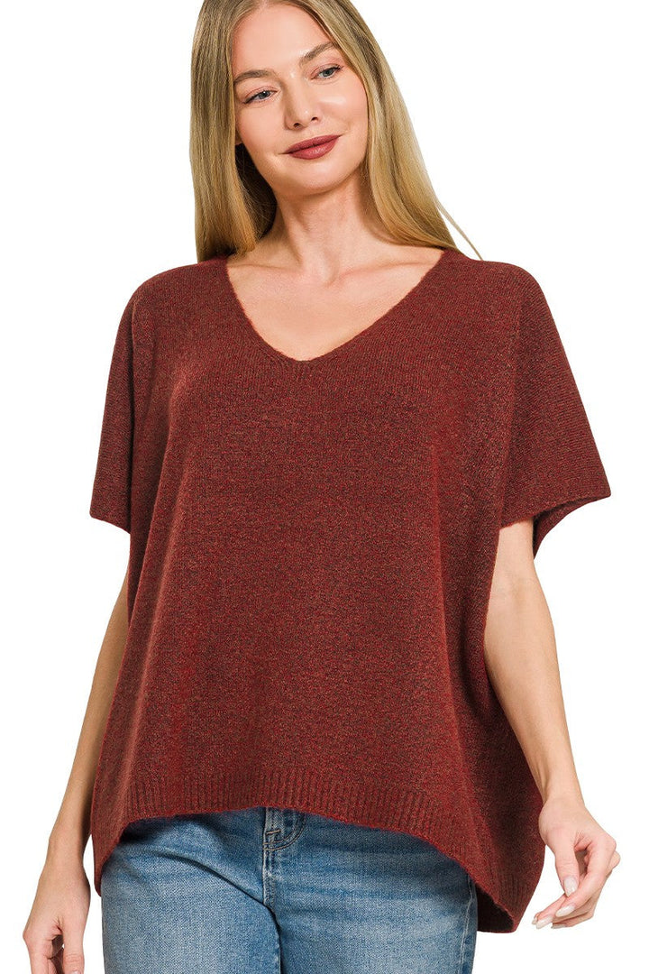 Zen Brushed Sweater Tee (Cabernet)
