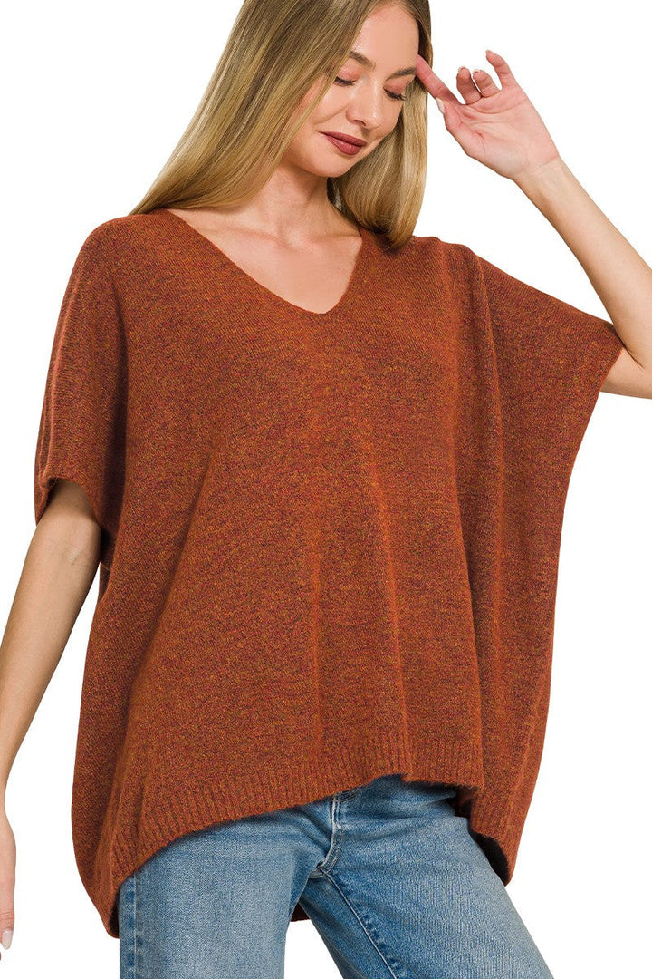 Zen Brushed Sweater Tee (Heather Rust)