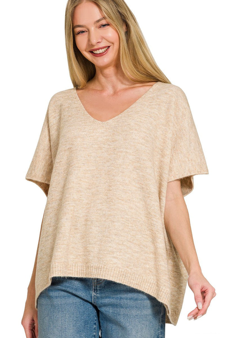 Zen Brushed Sweater Tee (Heather Beige)