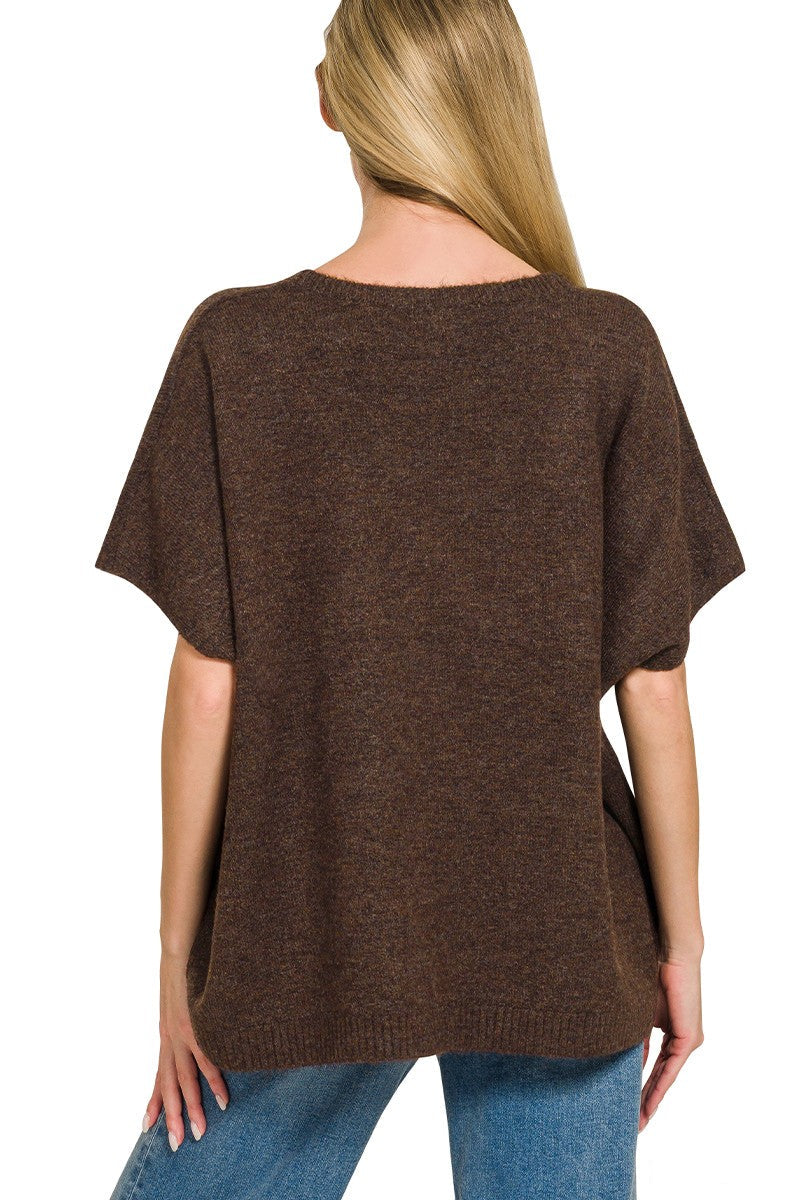 Zen Brushed Sweater Tee (Dark Brown)