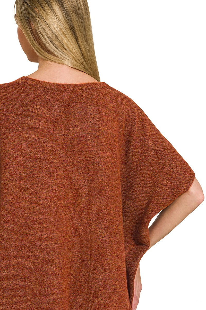 Zen Brushed Sweater Tee (Heather Rust)