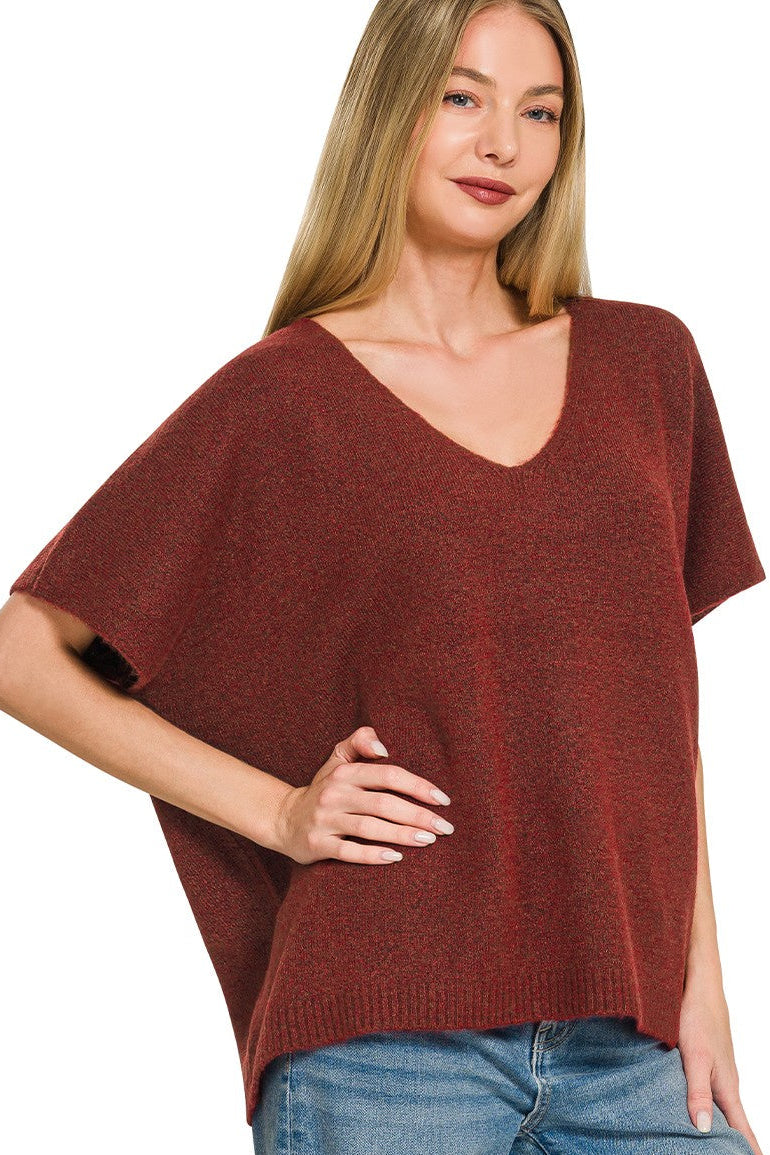 Zen Brushed Sweater Tee (Cabernet)