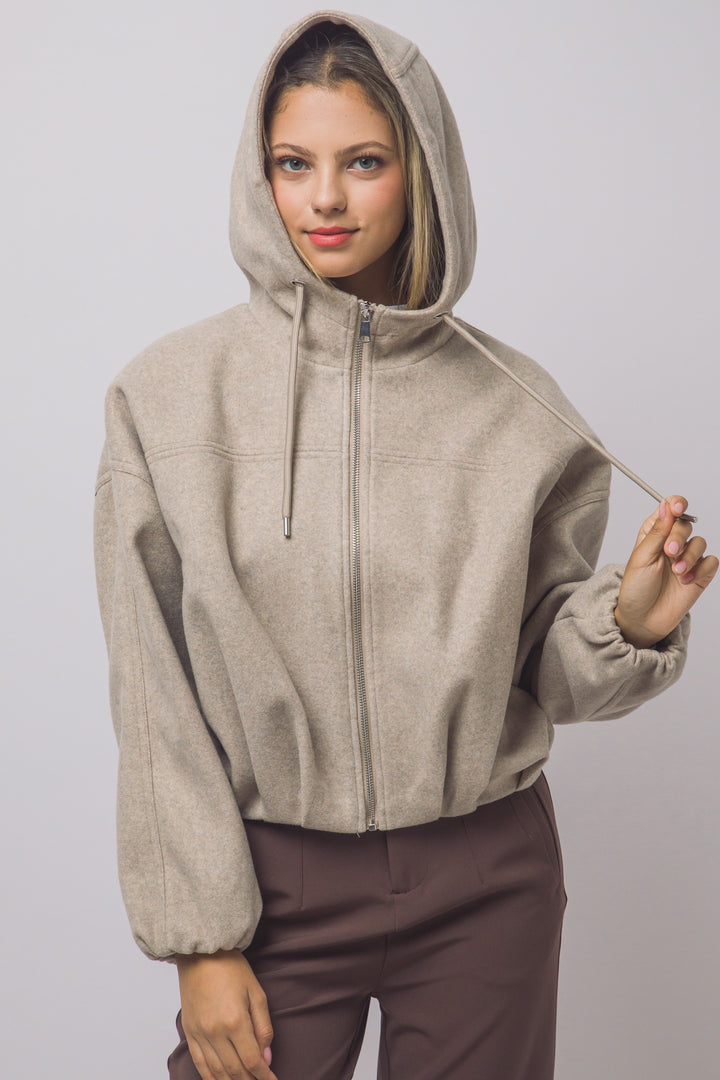 Love Tree Hooded Bomber Jacket (Oatmeal)
