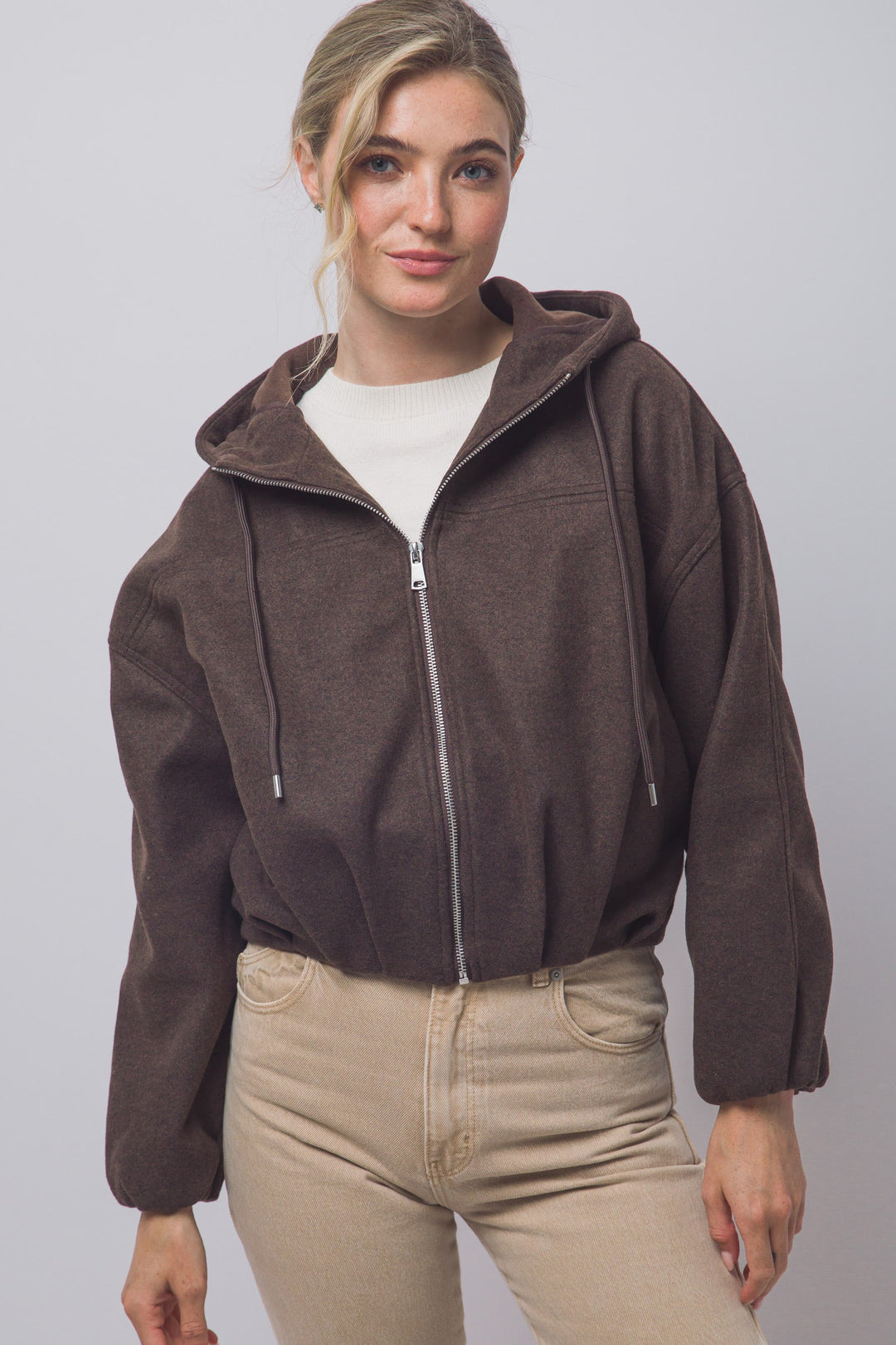 Love Tree Hooded Bomber Jacket (Choco)