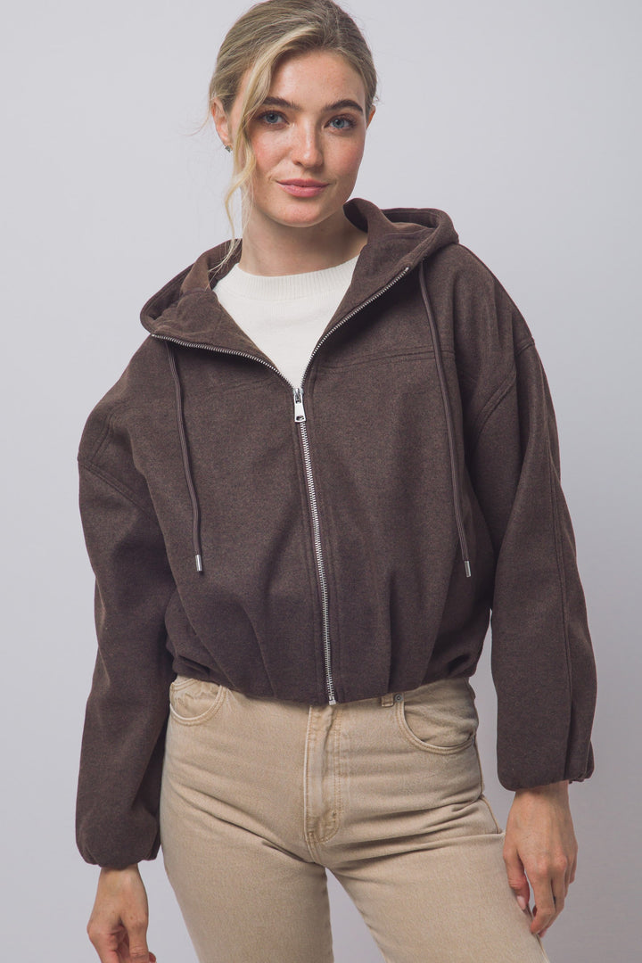 Love Tree Hooded Bomber Jacket (Choco)