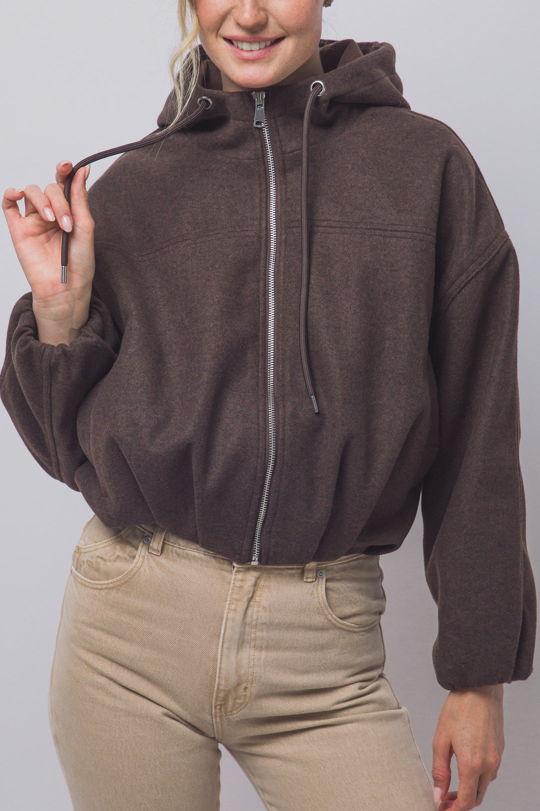 Love Tree Hooded Bomber Jacket (Choco)