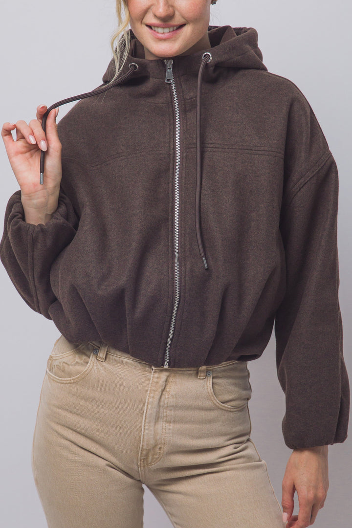 Love Tree Hooded Bomber Jacket (Choco)