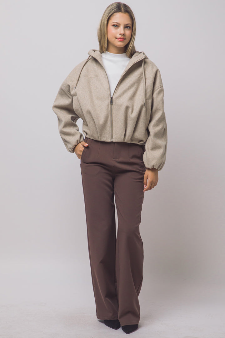 Love Tree Hooded Bomber Jacket (Oatmeal)