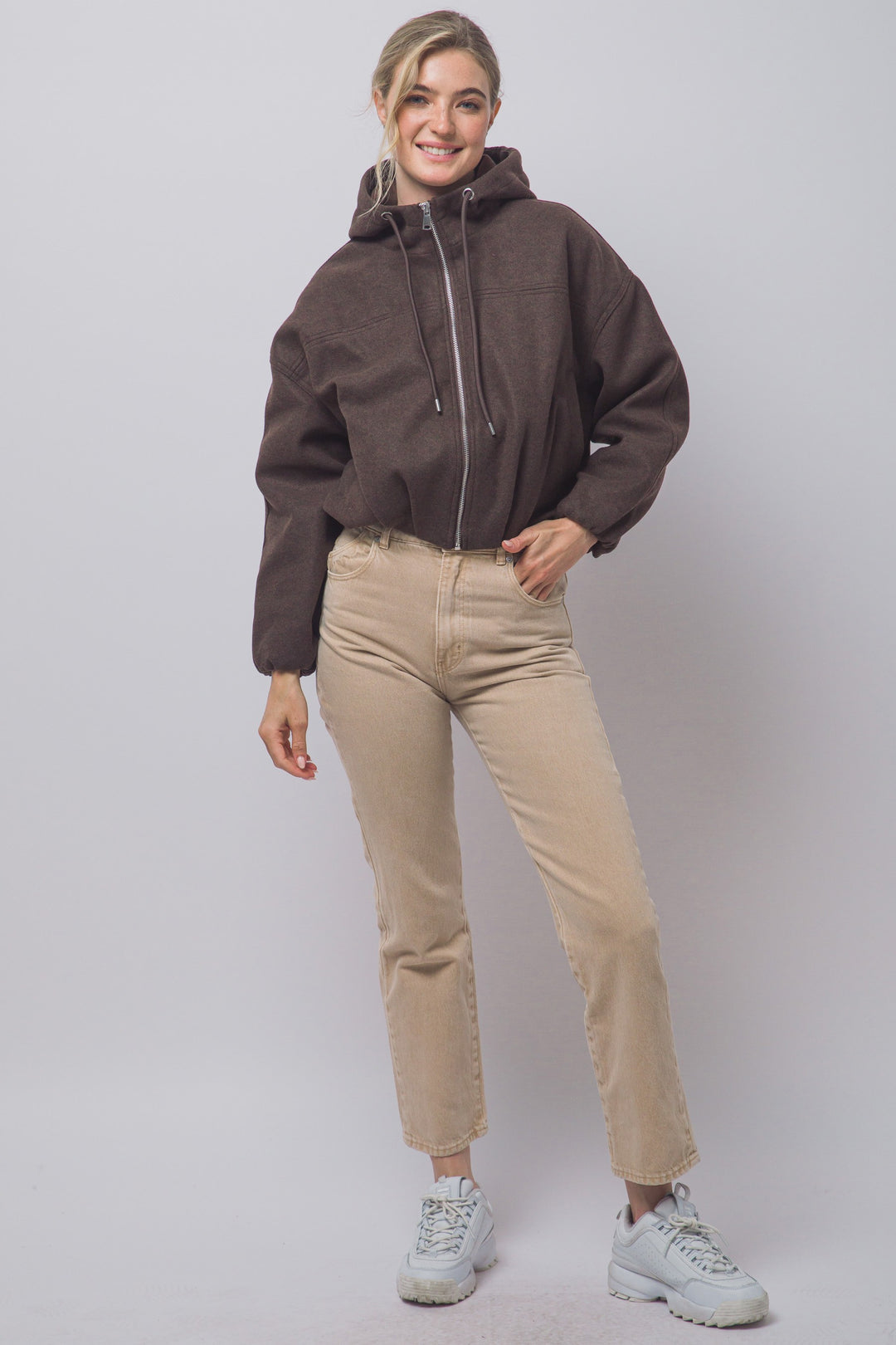 Love Tree Hooded Bomber Jacket (Choco)
