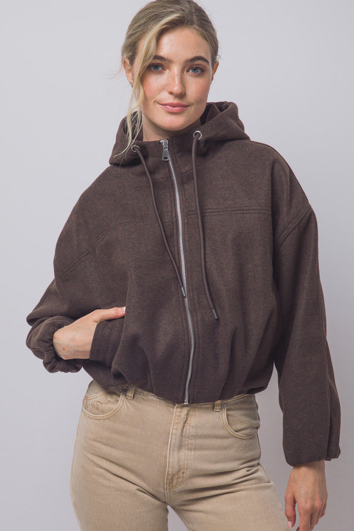 Love Tree Hooded Bomber Jacket (Choco)