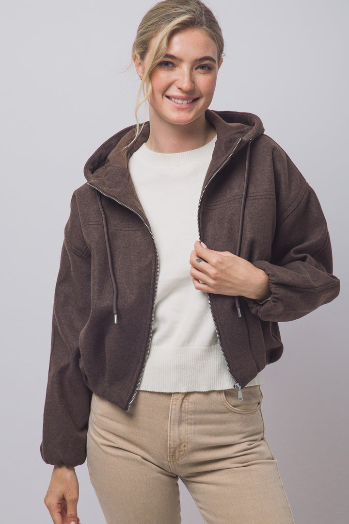 Love Tree Hooded Bomber Jacket (Choco)
