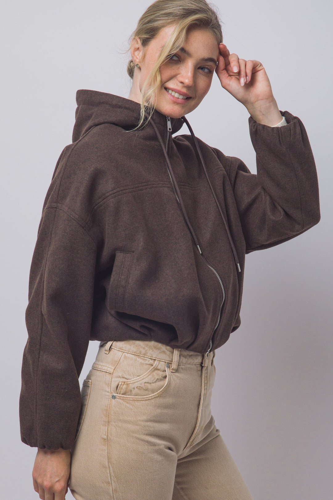 Love Tree Hooded Bomber Jacket (Choco)