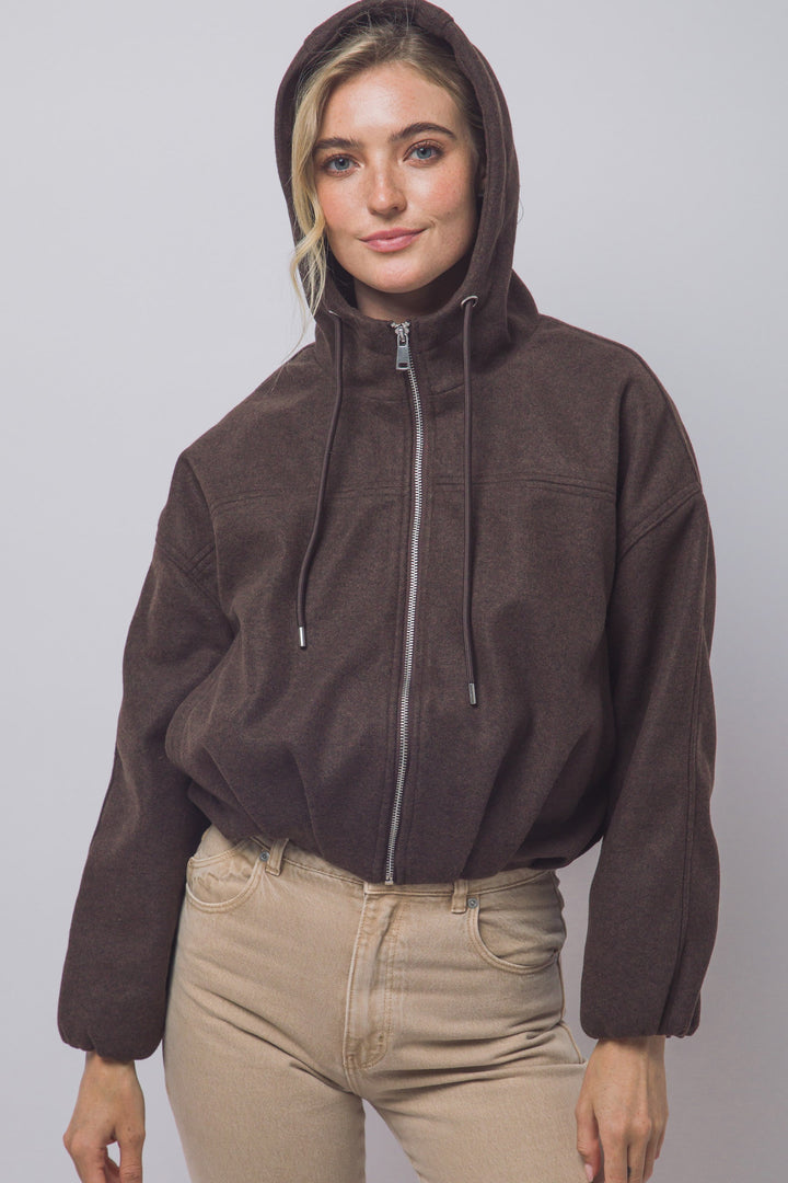 Love Tree Hooded Bomber Jacket (Choco)