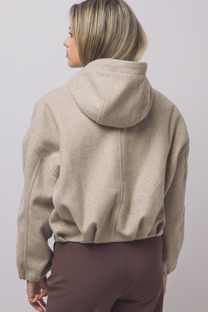 Love Tree Hooded Bomber Jacket (Oatmeal)