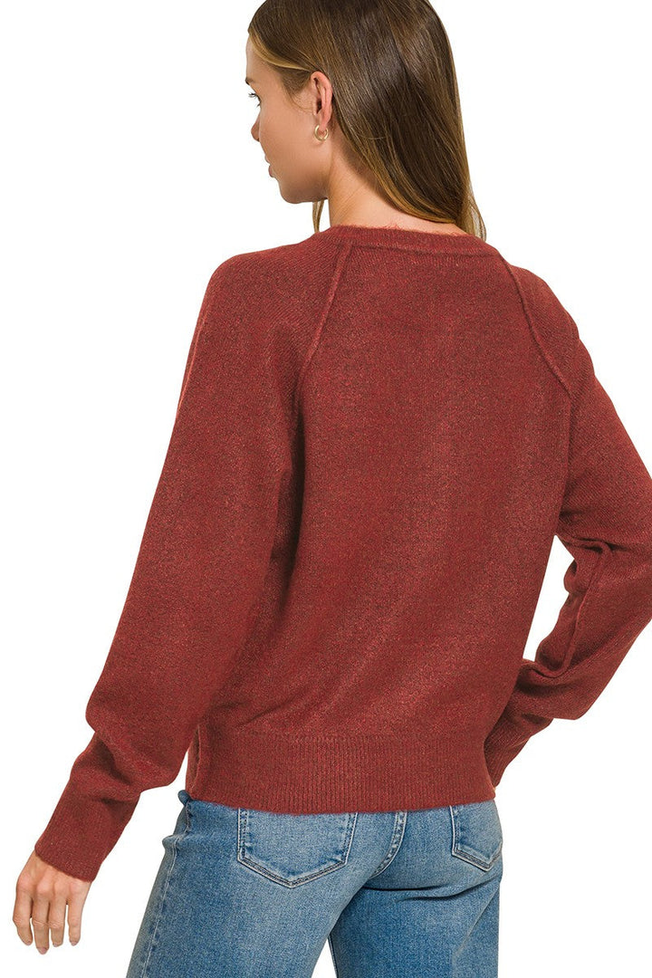 Zen Easy Fit Henley Sweater (Cabernet)