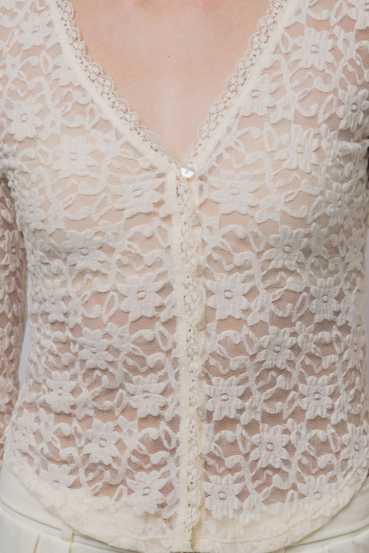 Love Tree Floral Lace Top (Ivory)